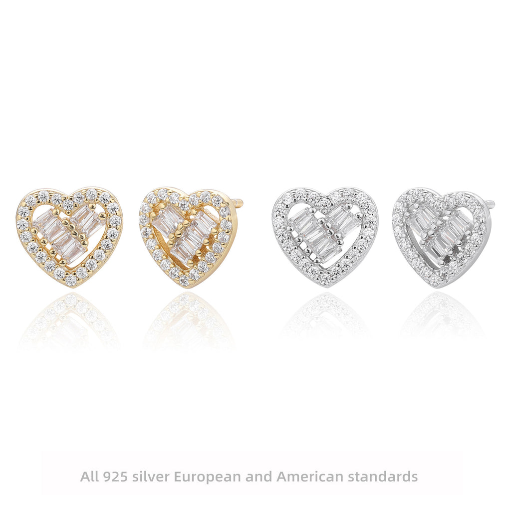 Damen Ohrstecker im romantischen Herzdesign mit funkelnden Zirkonia und 925 Sterling Silber Shop Nory