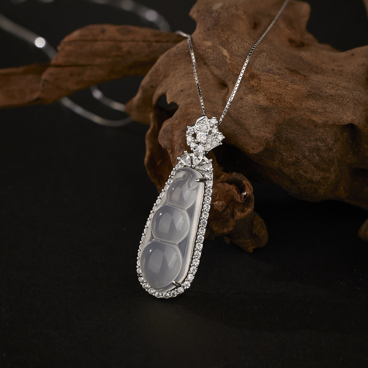 Damen Halskette mit luxuriösem Anhänger aus Halbedelstein und funkelnden Zirkonia-Elementen Shop Nory