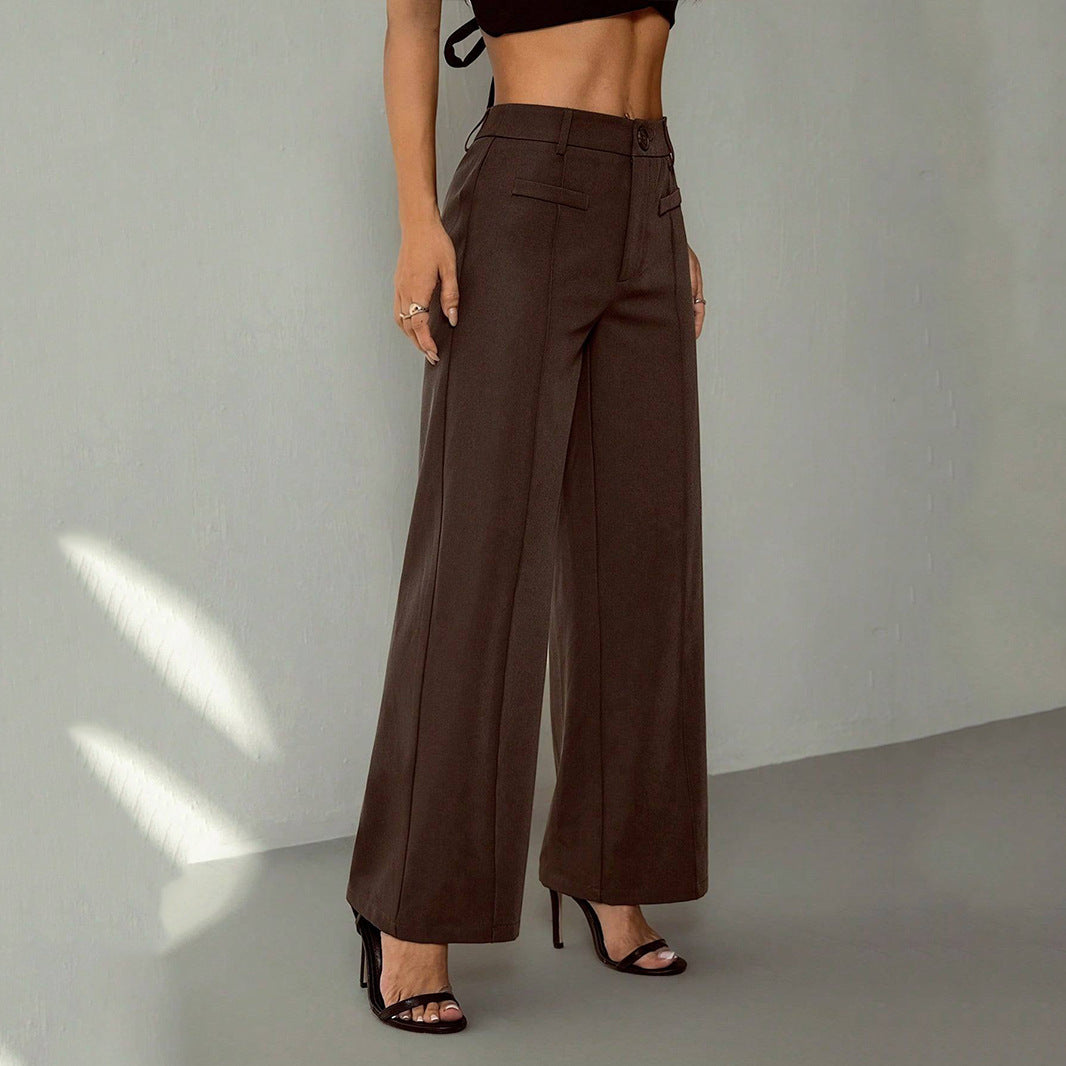 Damen Hochtaillierte Palazzo-Stoffhose mit Bügelfalte und Gürtelschlaufen Shop Nory