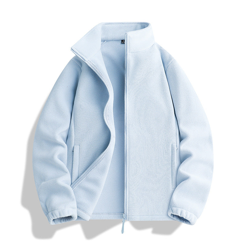 Unisex Fleecejacke mit Stehkragen, durchgehendem Reißverschluss und elastischen Bündchen Shop Nory