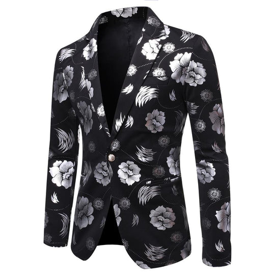 Herren Tailliertes Satin-Sakko mit Blumen-Jacquard und Schalkragen Shop Nory
