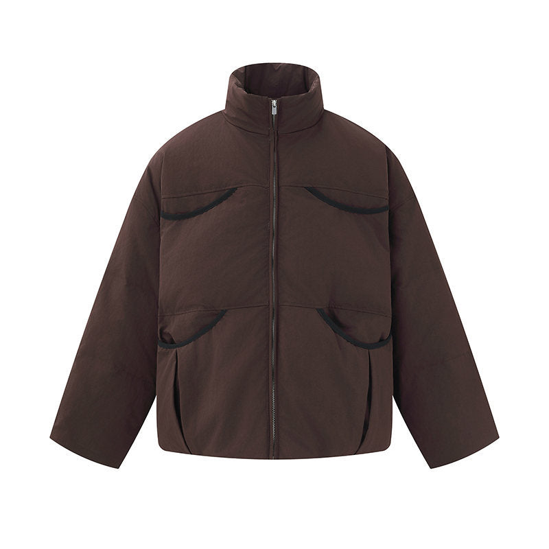 Herren Kurz geschnittener gesteppter Winterblouson mit Stehkragen und kontrastbesetzten Taschen Shop Nory