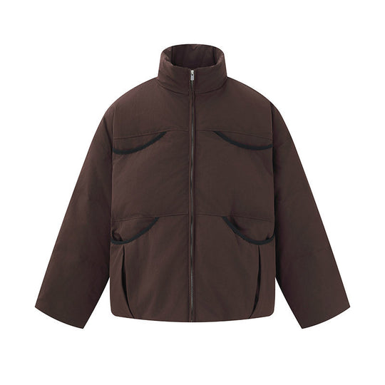 Herren Kurz geschnittener gesteppter Winterblouson mit Stehkragen und kontrastbesetzten Taschen Shop Nory