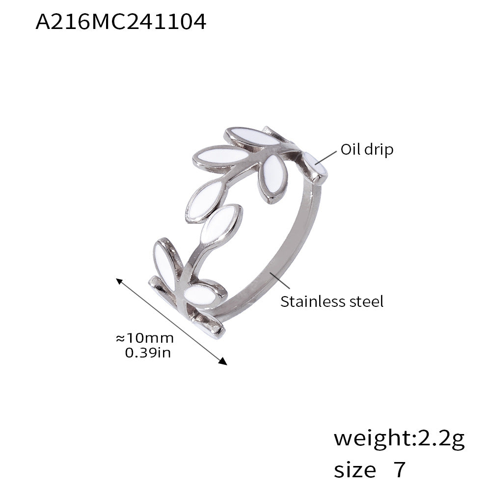 Damen Edelstahlring mit elegantem Blattdesign Shop Nory