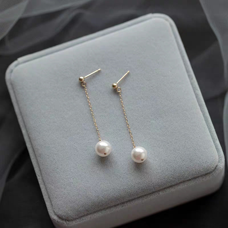 Damen zarte Kettenohrringe mit Perlen Shop Nory