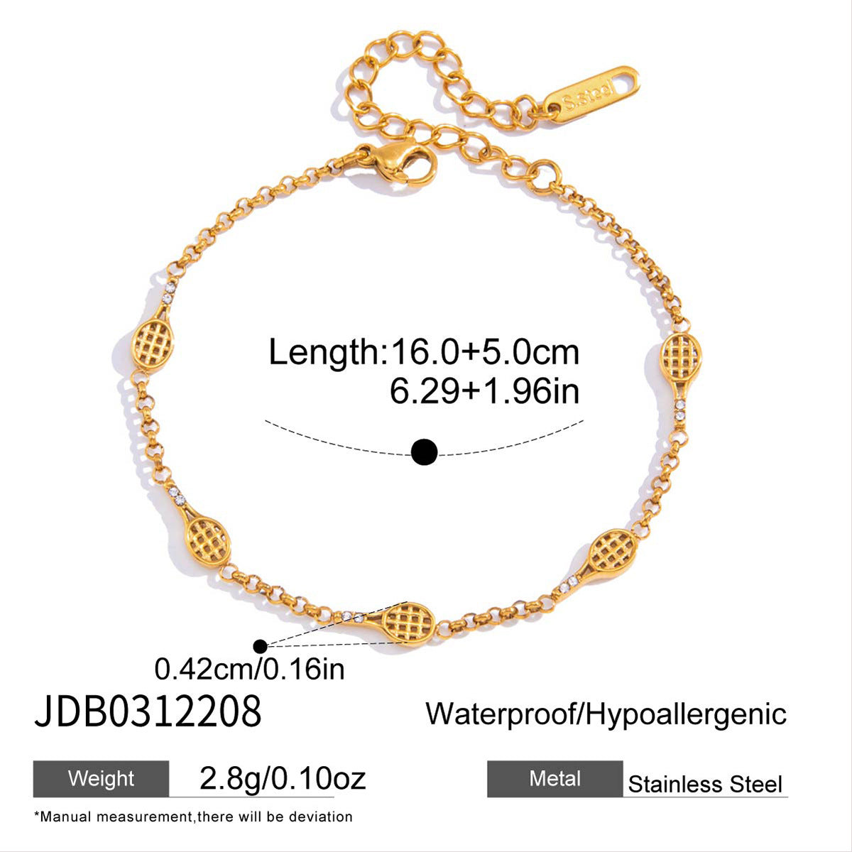 Damen Armband aus hypoallergenem Edelstahl mit verspieltem Waffel-Design Shop Nory