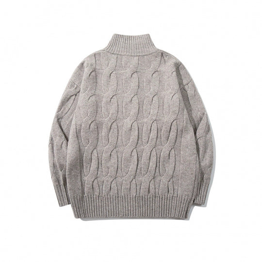 Unisex Grobgestrickter Reißverschluss-Cardigan mit Zopfmuster und hohem Rippkragen Shop Nory