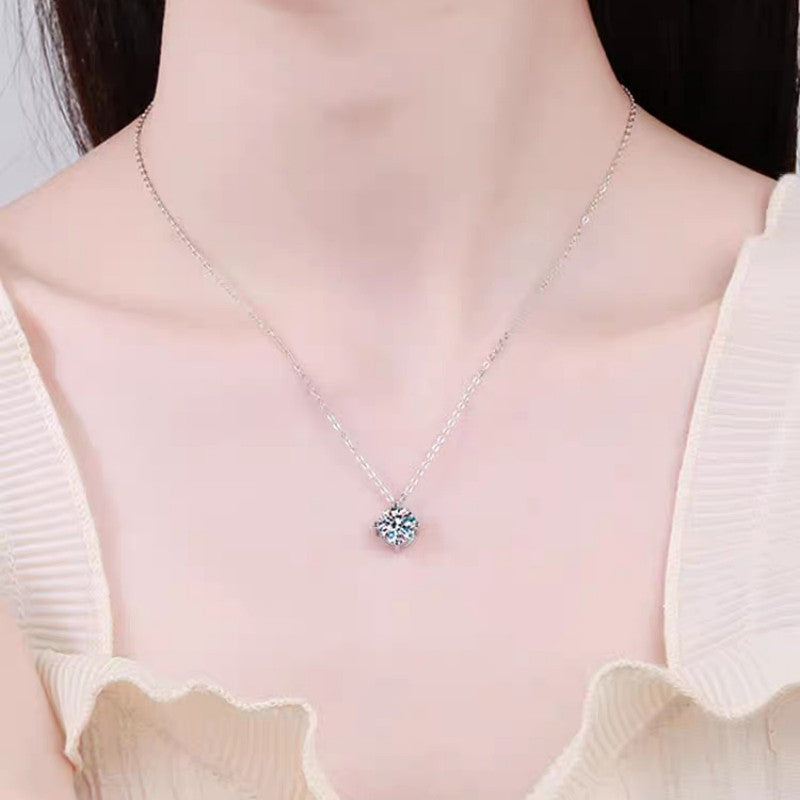 Damen Halskette mit funkelndem rundem Kristallanhänger Shop Nory