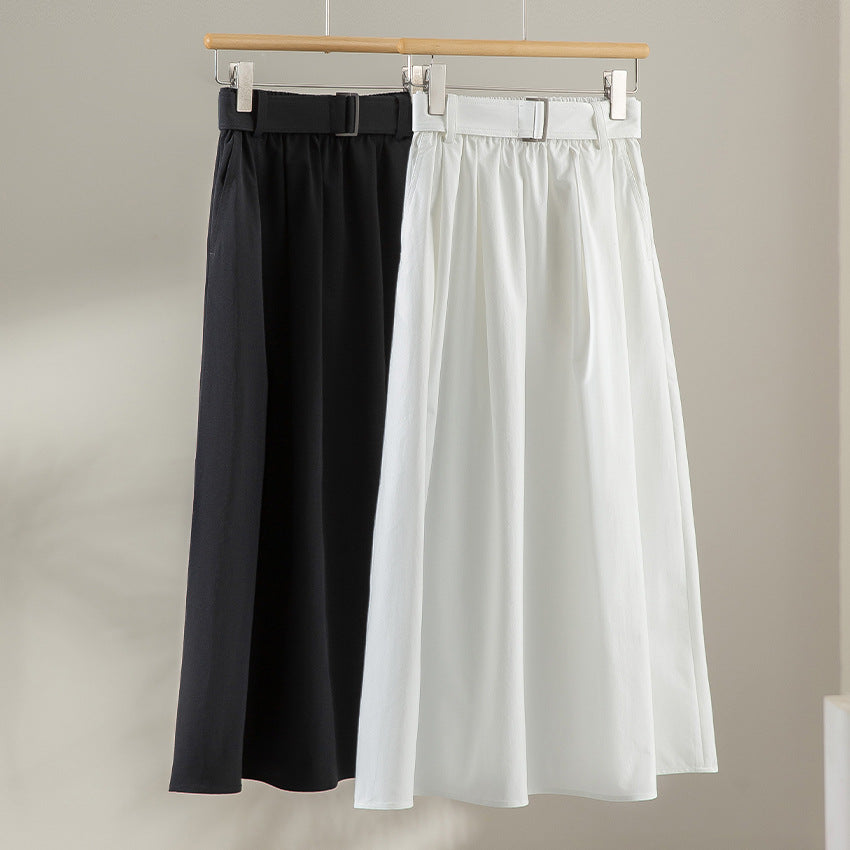 Damen Midilanger A-Linien-Rock mit hoher Taille, Faltenwurf und Taillengürtel Shop Nory