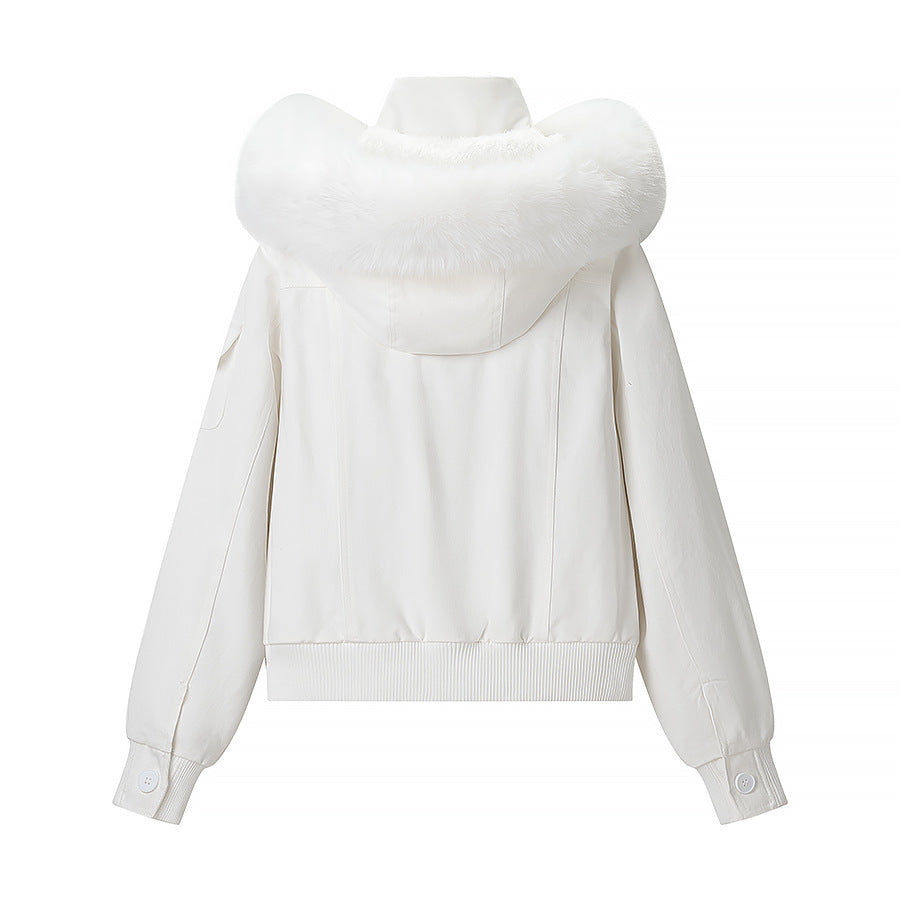 Damen Kurzjacke mit wattierter Fütterung, Kapuze mit Kunstfellbesatz und geripptem Saum Shop Nory