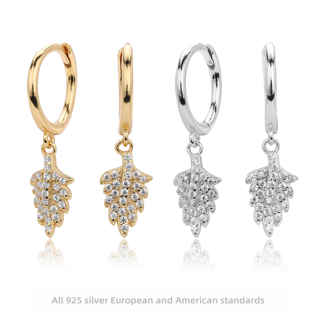 Damen Ohrhänger mit Blattmotiv aus hochwertigem 925 Sterlingsilber und funkelnden Zirkonia Shop Nory