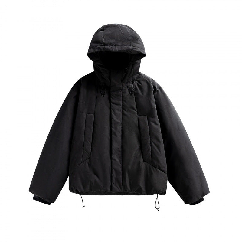 Unisex Kurze wattierte Kapuzen-Übergangsjacke im Boxy-Cut mit hohem Stehkragen Shop Nory
