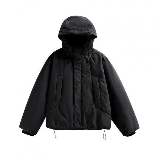 Unisex Kurze wattierte Kapuzen-Übergangsjacke im Boxy-Cut mit hohem Stehkragen Shop Nory