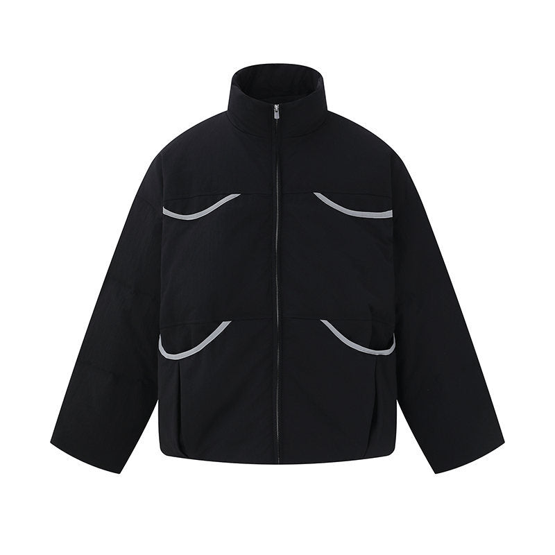 Herren Kurz geschnittener gesteppter Winterblouson mit Stehkragen und kontrastbesetzten Taschen Shop Nory