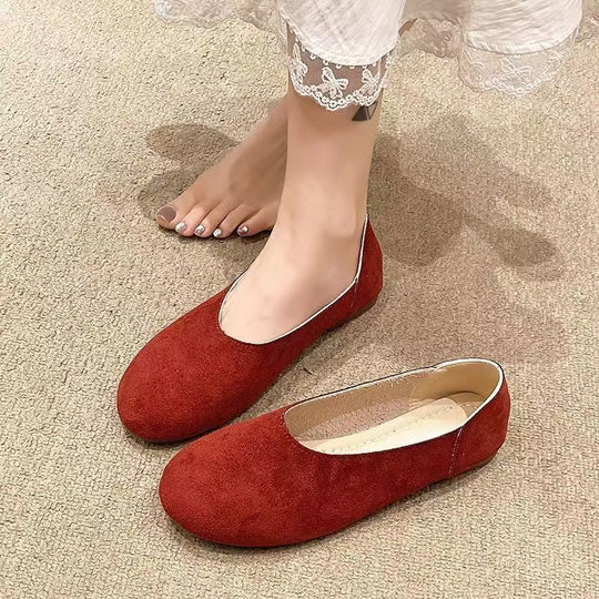 Damen Minimalistische Wildleder-Ballerina-Slipper mit gepolstertem Komfortfußbett Shop Nory