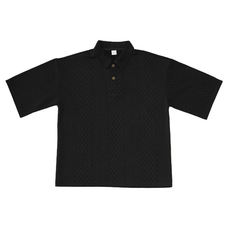 Herren gestricktes Freizeit-Set mit Polokragen und Tunnelzug-Jogginghose Shop Nory