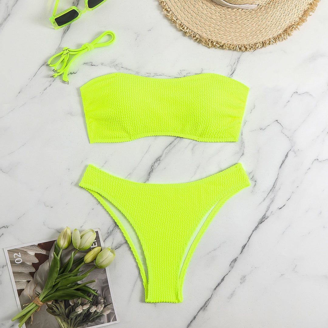 Damen Bandeau-Bikini-Set mit strukturiertem Oberteil und klassischem Schnitt