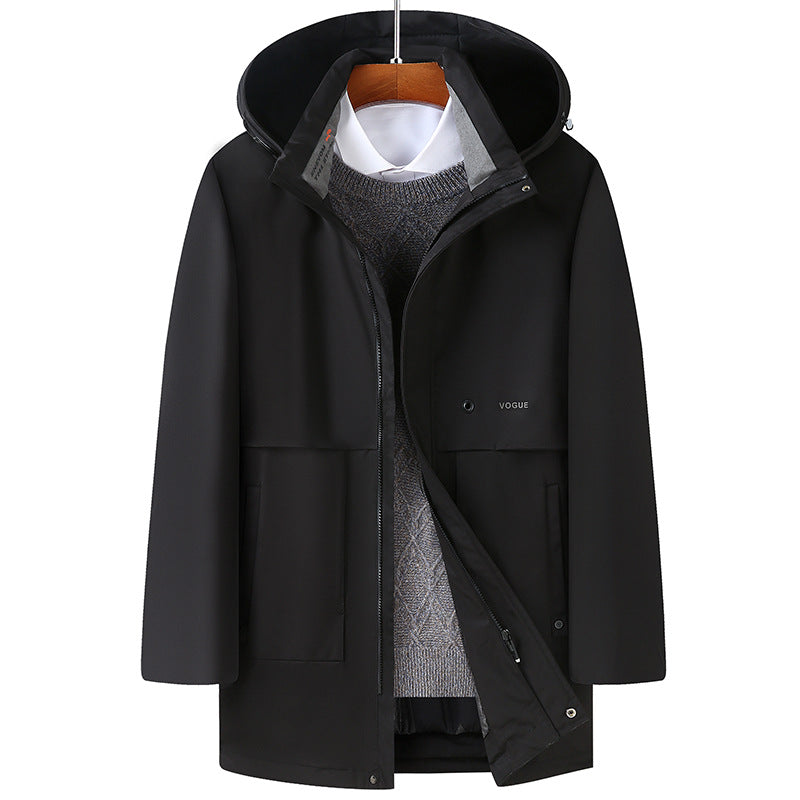 Herren Wasserabweisender Kapuzenparka mit minimalistischem Design und verdecktem Reißverschluss Shop Nory