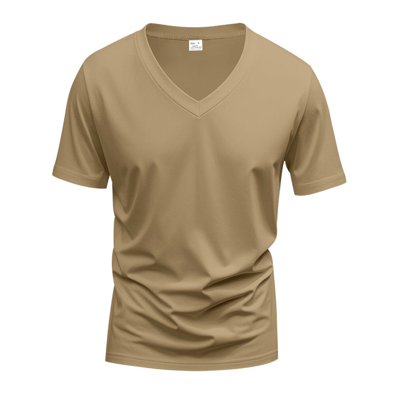 Herren V-Ausschnitt T-Shirt aus atmungsaktivem Baumwollmix mit modernem Schnitt