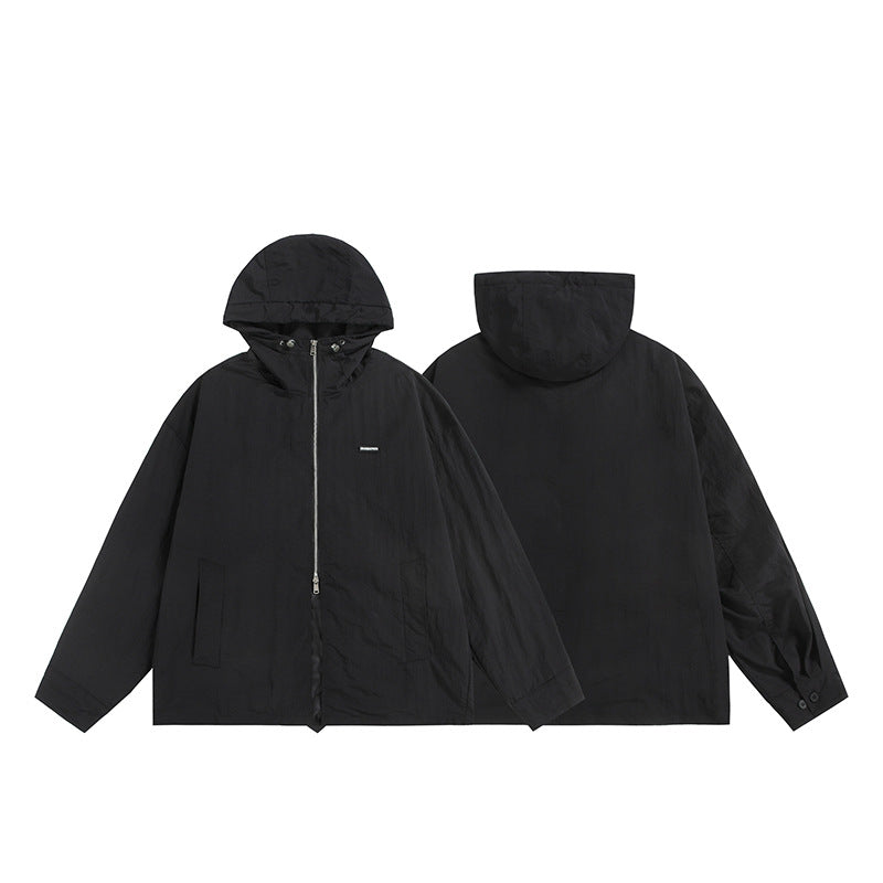 Unisex Ultraleichte Packbare Kapuzenjacke im Boxy-Relax-Schnitt mit Zwei-Wege-Metallreißverschluss Shop Nory