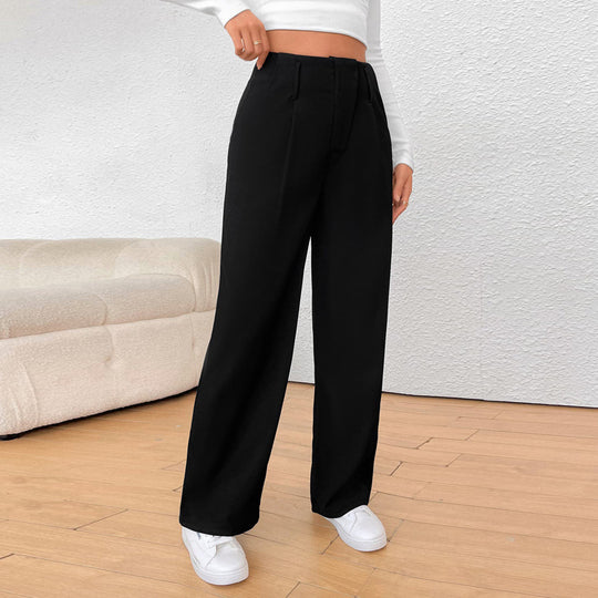 Damen Weite High-Waist Stoffhose mit Bügelfalte und Bundfalten Shop Nory