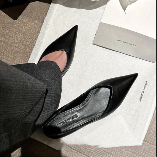 Damen Spitz zulaufende Lederoptik-Slipper mit ergonomischem Komfortfußbett Shop Nory