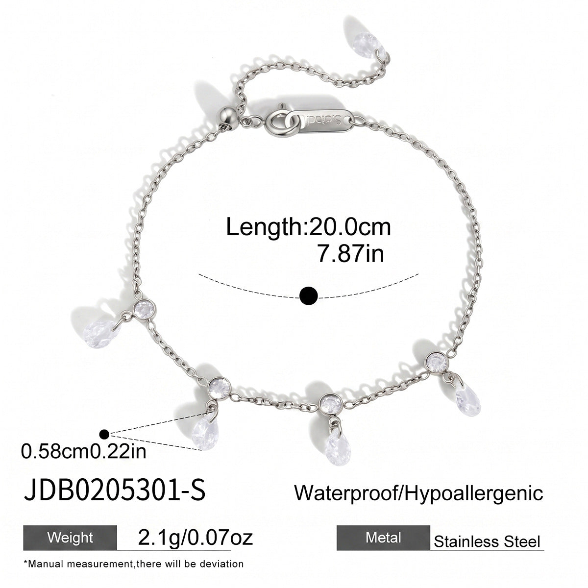 Damen Armband mit eleganten Wasserfall-Anhängern aus hypoallergenem Edelstahl Shop Nory