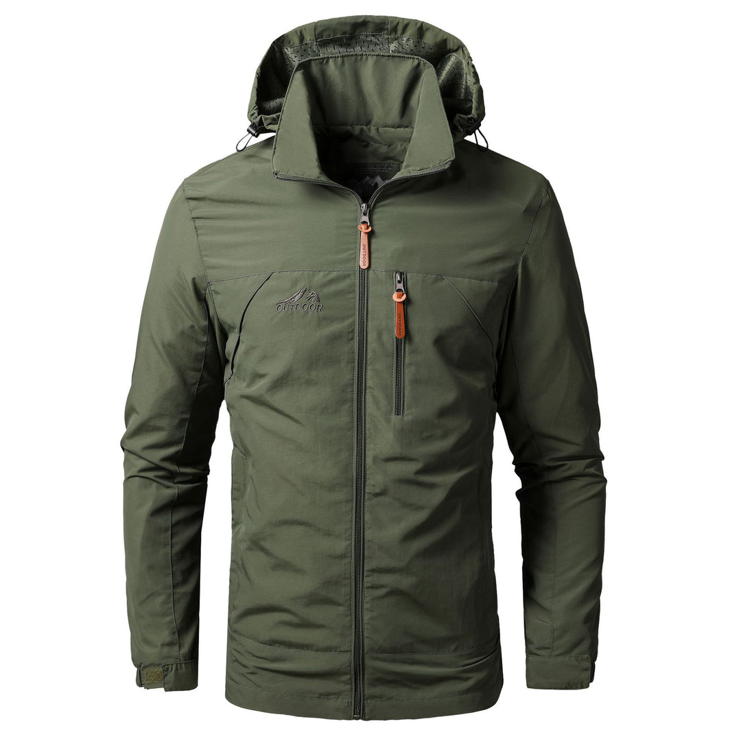Herren Leichte wasserabweisende Allwetter-Outdoorjacke mit Kapuze und Brust-Reißverschluss Shop Nory