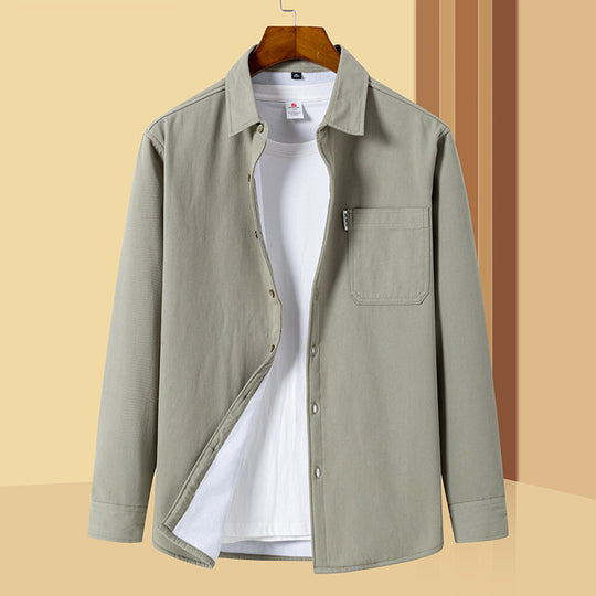 Herren Lässiges Utility-Overshirt aus Canvas mit Brusttasche und verstärkten Nähten Shop Nory