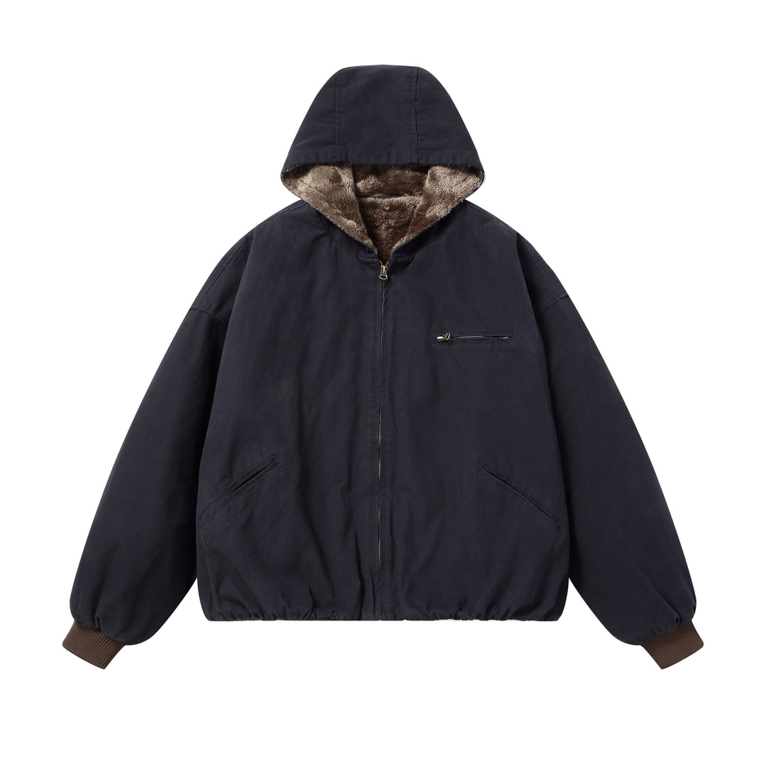 Herren Gefütterte Kapuzenjacke mit Kunstfell-Innenfutter und elastischem Saum Shop Nory