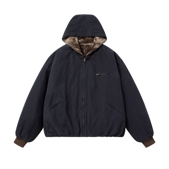 Herren Gefütterte Kapuzenjacke mit Kunstfell-Innenfutter und elastischem Saum Shop Nory