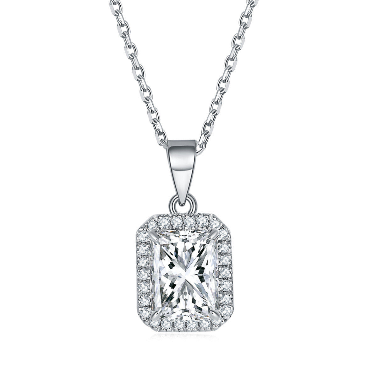 Damen Anhänger mit funkelndem Zirkonia-Rahmen und eleganter Kettenstruktur Shop Nory