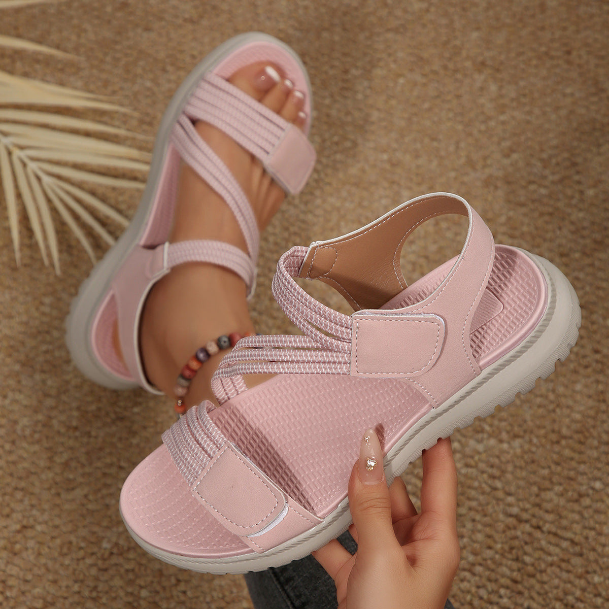 Damen Bequeme Sport-Sandalen mit elastischen Riemen und rutschfester Laufsohle