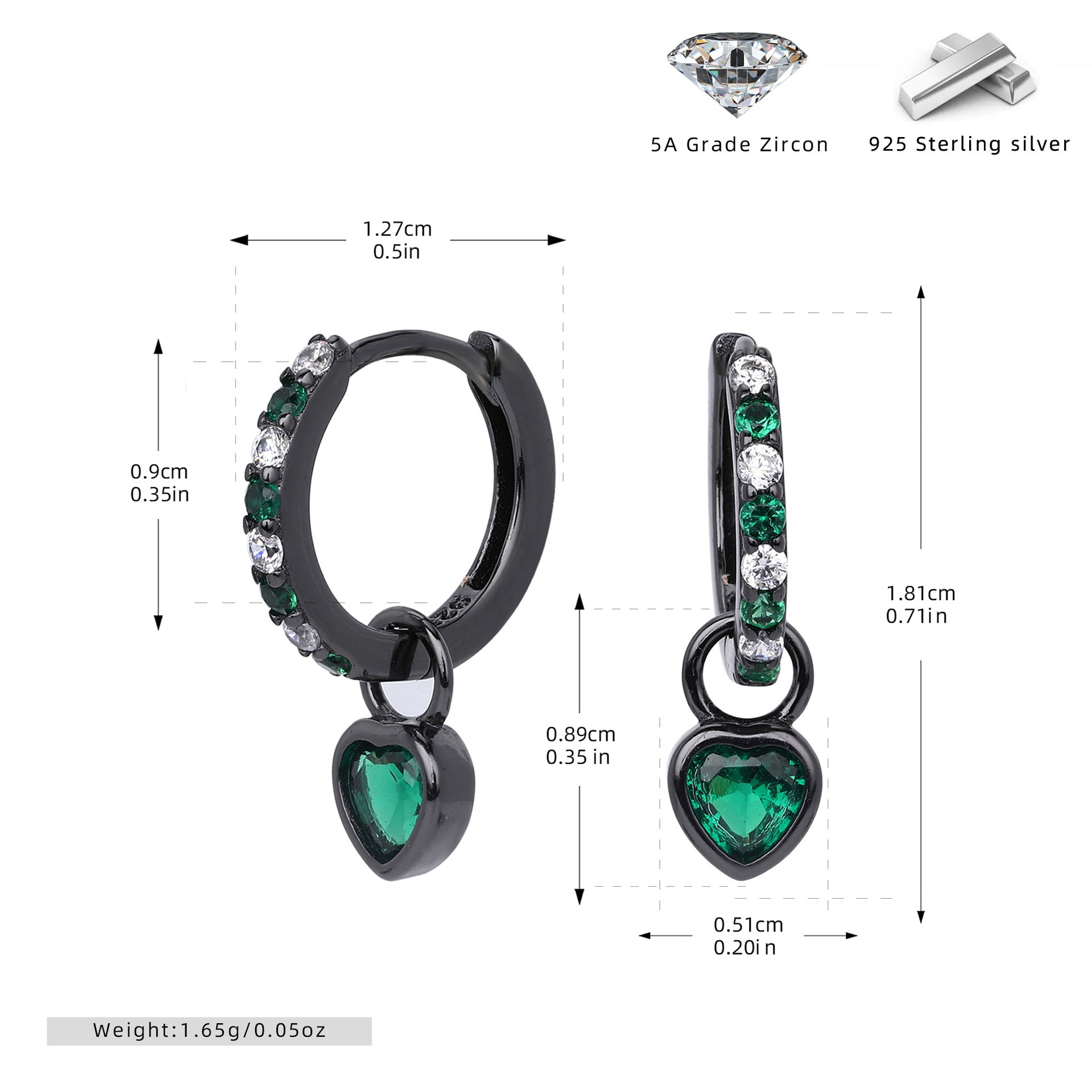 Damen Ohrhänger mit herzförmigem Anhänger aus 925 Sterling Silber und funkelnden Zirkonia Shop Nory