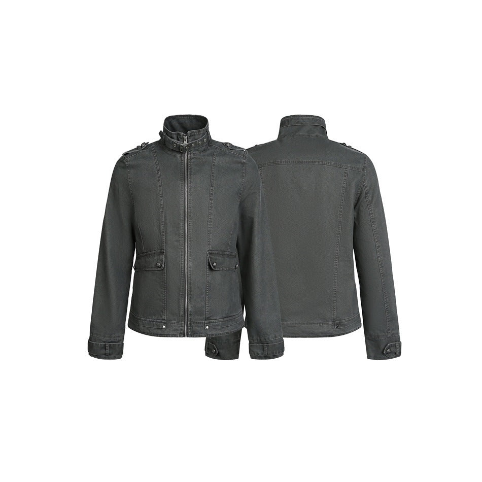 Herren Kurzjacke im Fieldstil mit hohem Schnallenkragen, Schulterklappen und Pattentaschen Shop Nory
