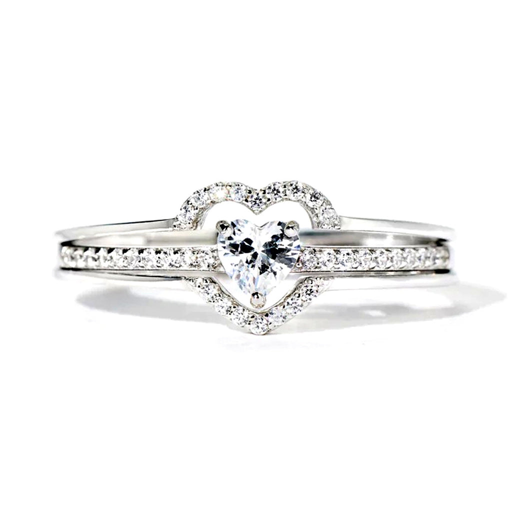 Damen Eleganter Ring mit funkelndem Herzdesign und Zirkonia Shop Nory