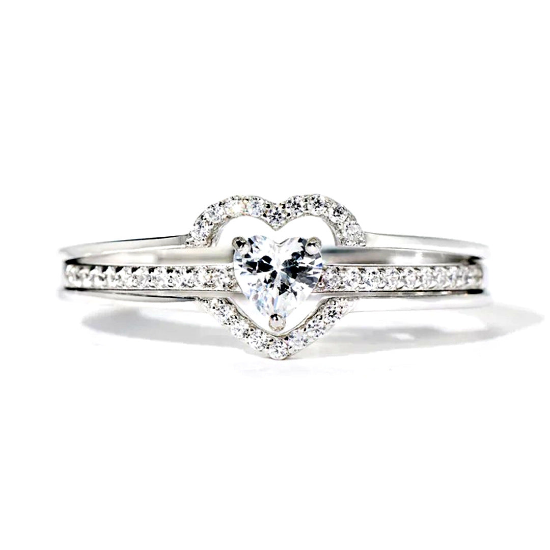 Damen Eleganter Ring mit funkelndem Herzdesign und Zirkonia Shop Nory