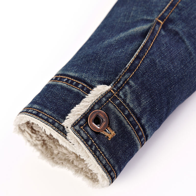 Herren Jeansjacke mit wärmender Sherpa-Innenfütterung und Hemdkragen Shop Nory