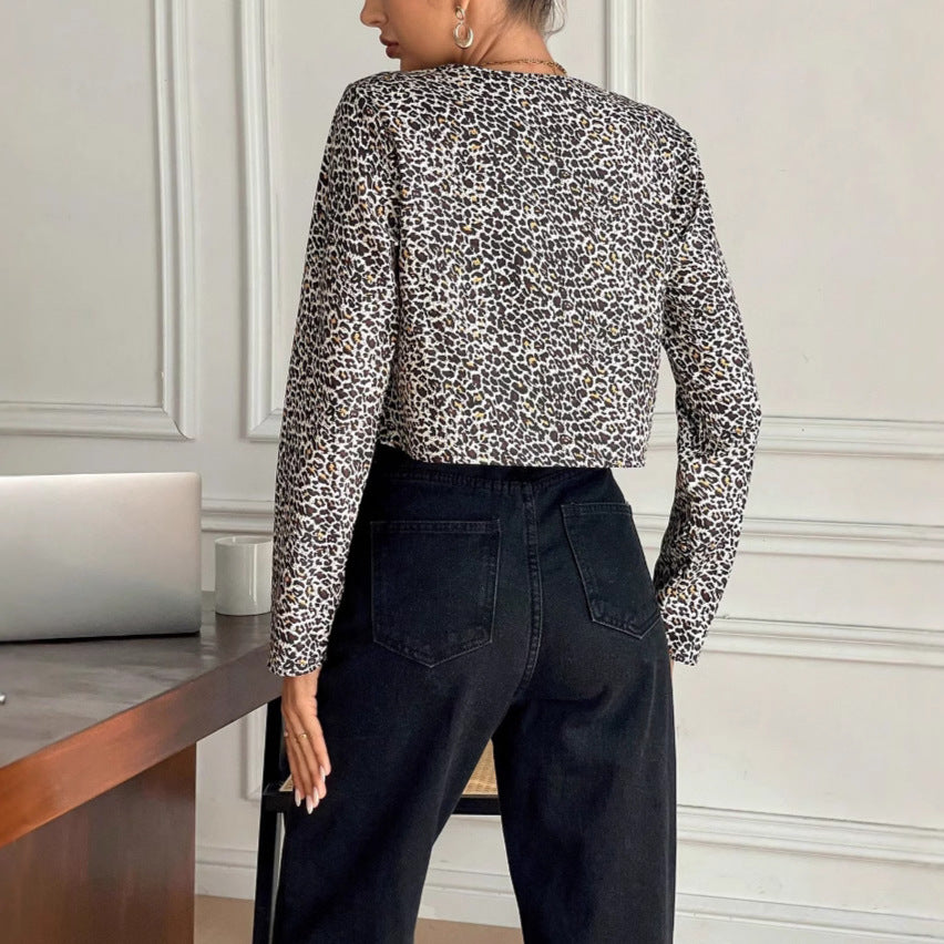 Damen Kurzbluse mit Leo-Print, V‑Ausschnitt und dekorativen Zierschleifen Shop Nory
