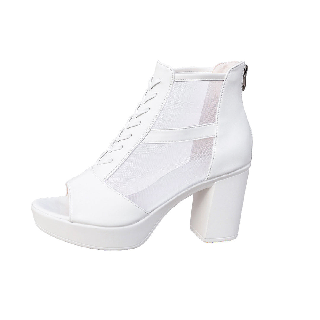 Damen Plateau‑Sandaletten mit Mesh‑Einsätzen und klobigem Blockabsatz Shop Nory