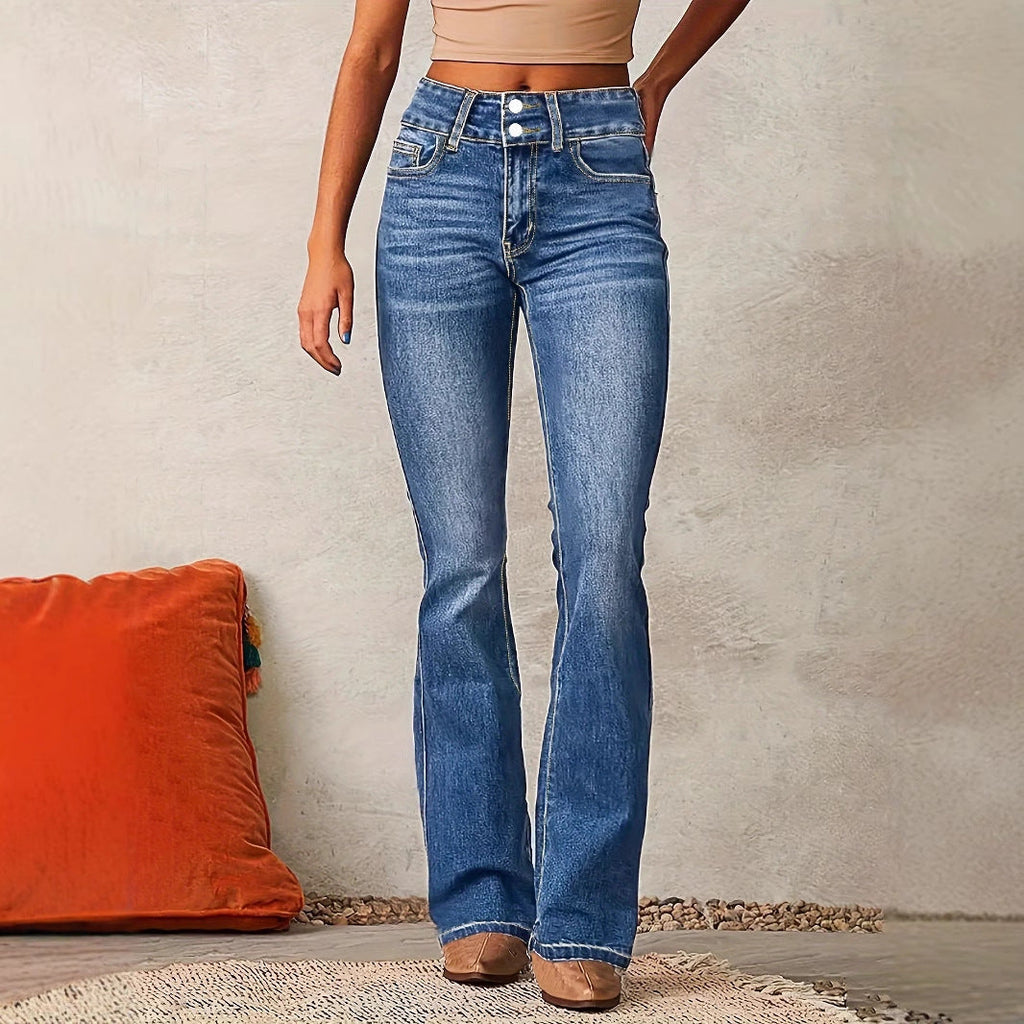 Damen Hochtaillierte Bootcut Jeans