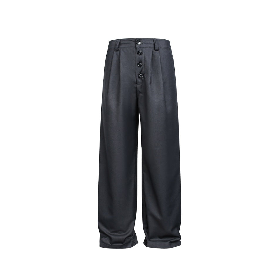 Damen Weite High-Waist Bundfaltenhose mit markanter Knopfleiste Shop Nory