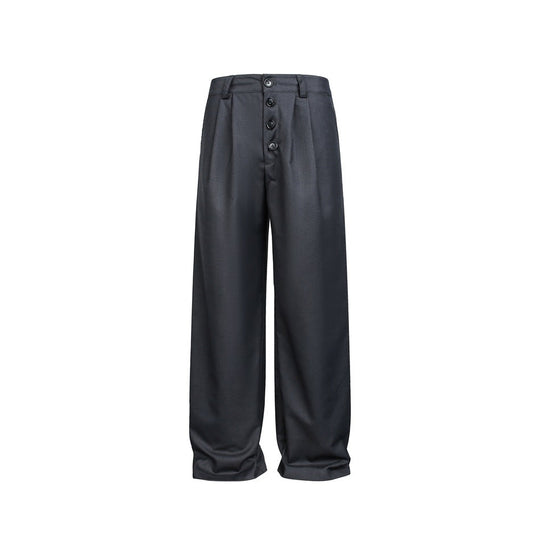 Damen Weite High-Waist Bundfaltenhose mit markanter Knopfleiste Shop Nory