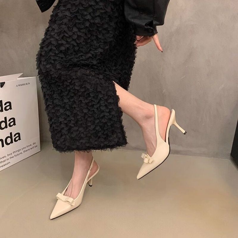 Damen elegante Slingback-Pumps mit zarter Schleifenverzierung