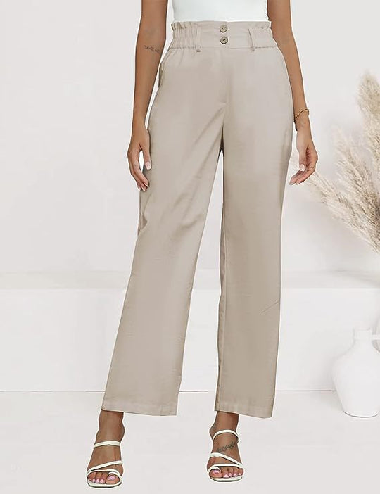 Damen Hochtaillierte Palazzo-Hose mit Paperbag-Bund Shop Nory