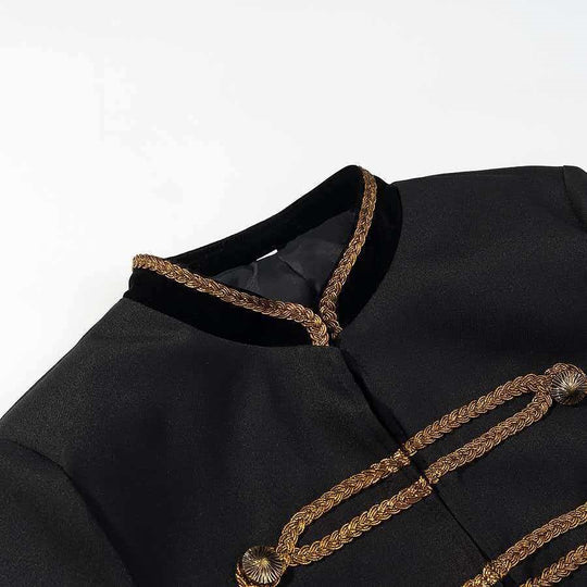 Damen Cropped-Militärjacke mit Zierkordel und Samtkragen Shop Nory