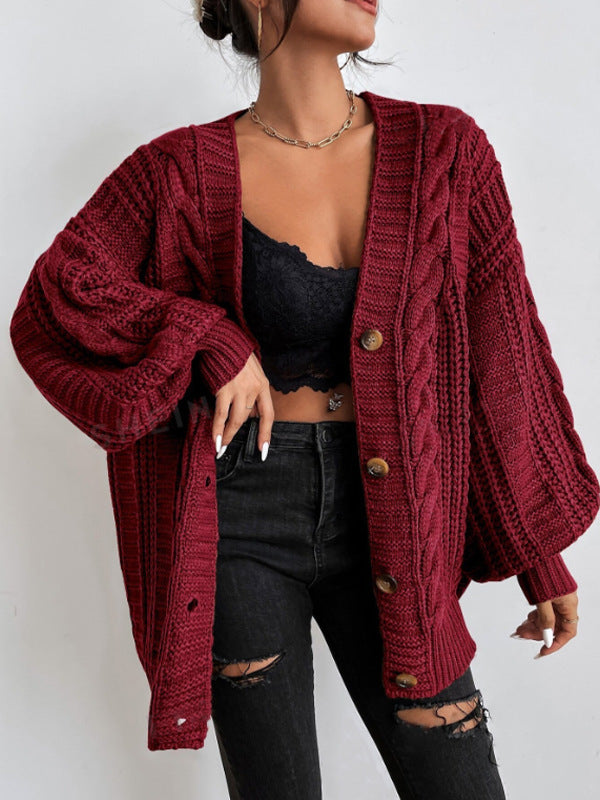 Damen Strickjacke mit oversized Passform und Zopfmuster
