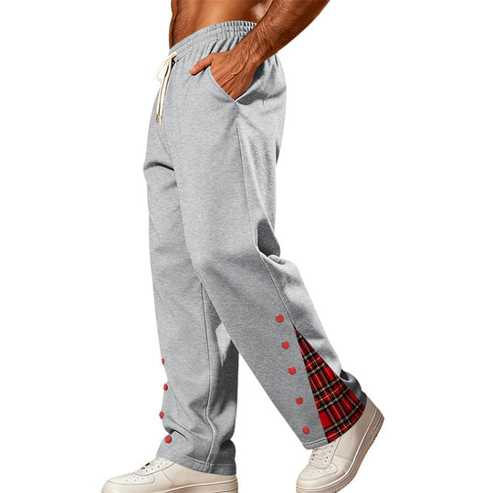 Herren Lockere Jogginghose mit Karo‑Einsatz und Druckknopf‑Details Shop Nory