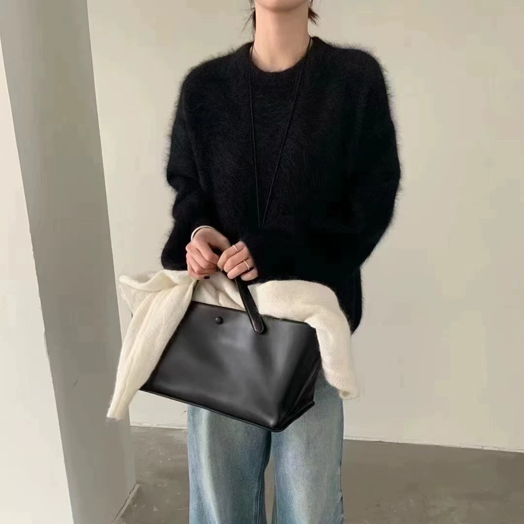 Damen Flauschiger Pullover mit überschnittenen Schultern und weitem Schnitt