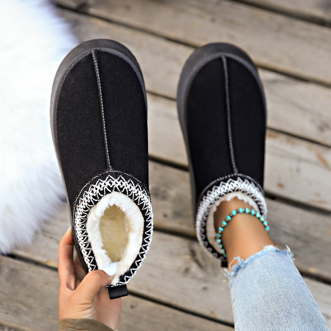 Damen Gefütterte Hausschuhe-Mules mit Teddyfutter und dekorativem Strickbesatz Shop Nory